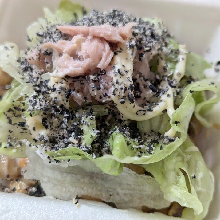 レタスとツナのすりごま納豆